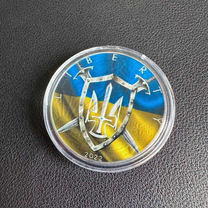 Тризуб Украины Liberty - 2022 год, серебро, покрытие рутением фото 2
