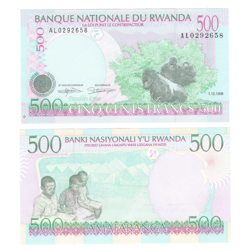 Руанда 500 франков 1998 год фото 1