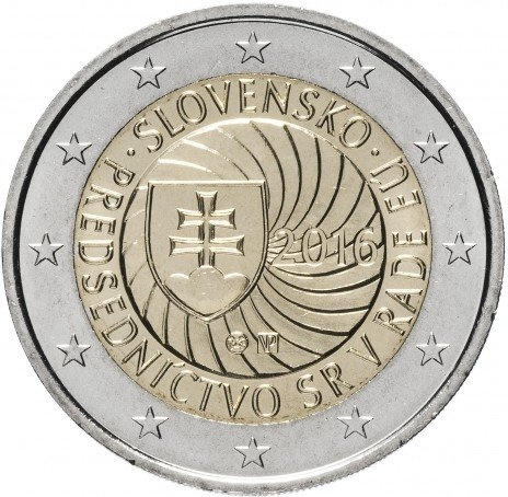 Председательство Словакии в ЕС - 2 евро, Словакия, 2016 год фото 1
