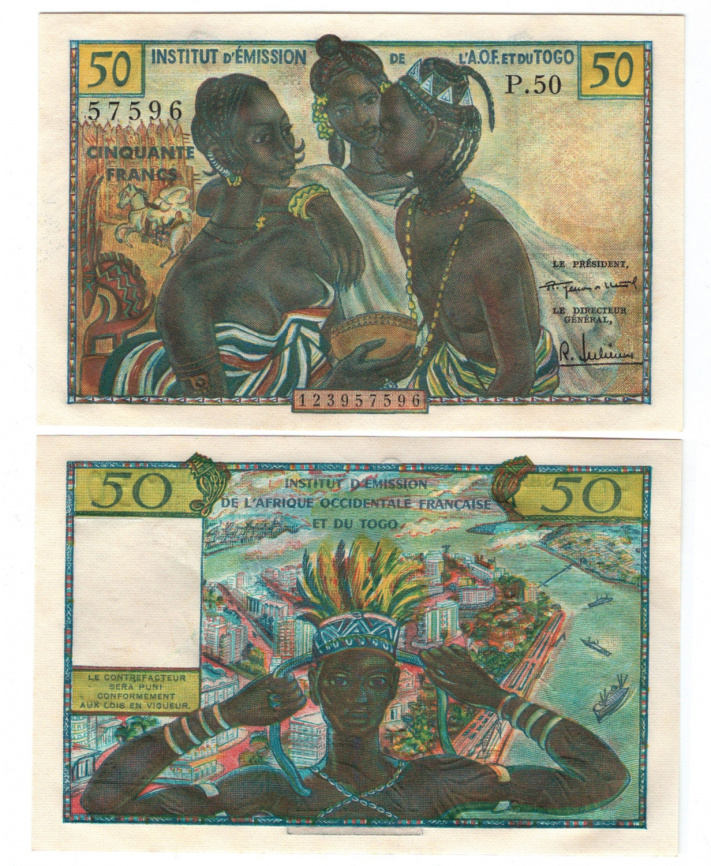 Французская Экваториальная Африка, 50 франков, (до 1958 гг) фото 1