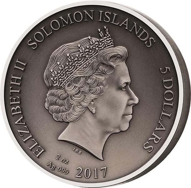 Гладиаторы. POLLICE VERSO (2 oz) - Соломоновы острова, 5 долларов, 2017 год фото 2