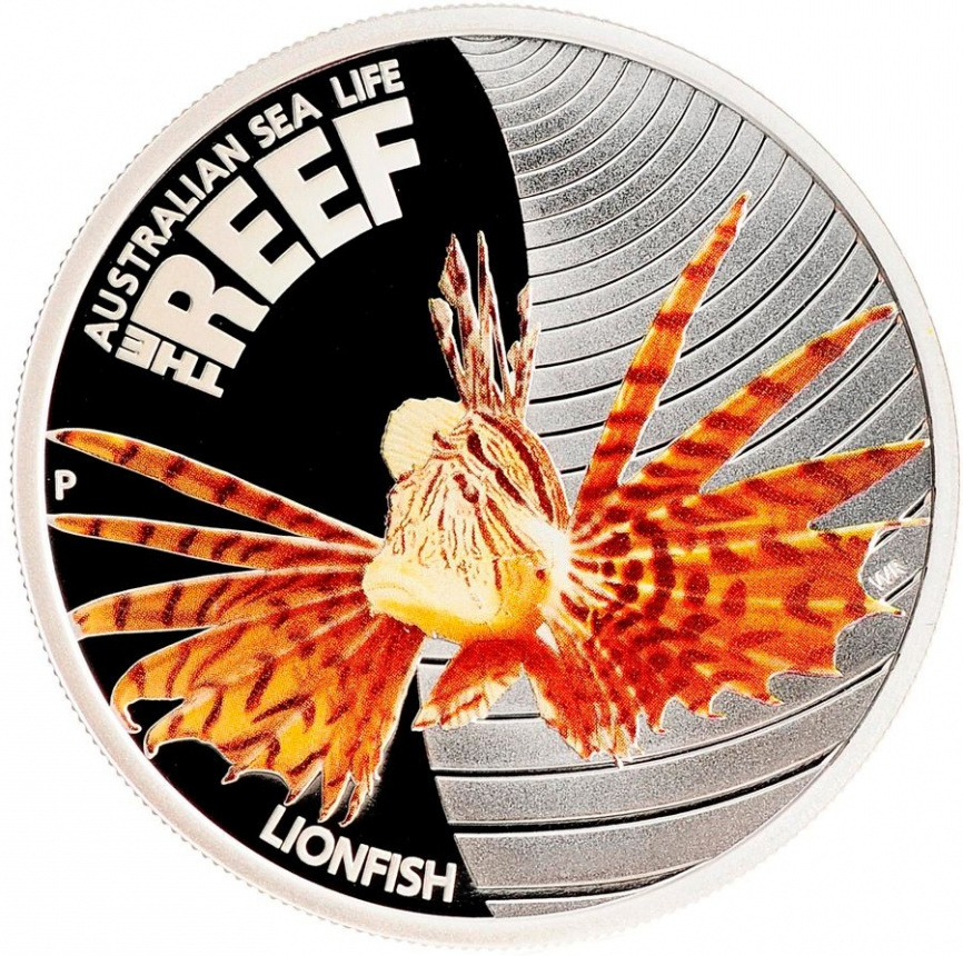 Рыба-лев "Риф. Морская жизнь Австралии" - 50 центов, 2009 год, серебро фото 1