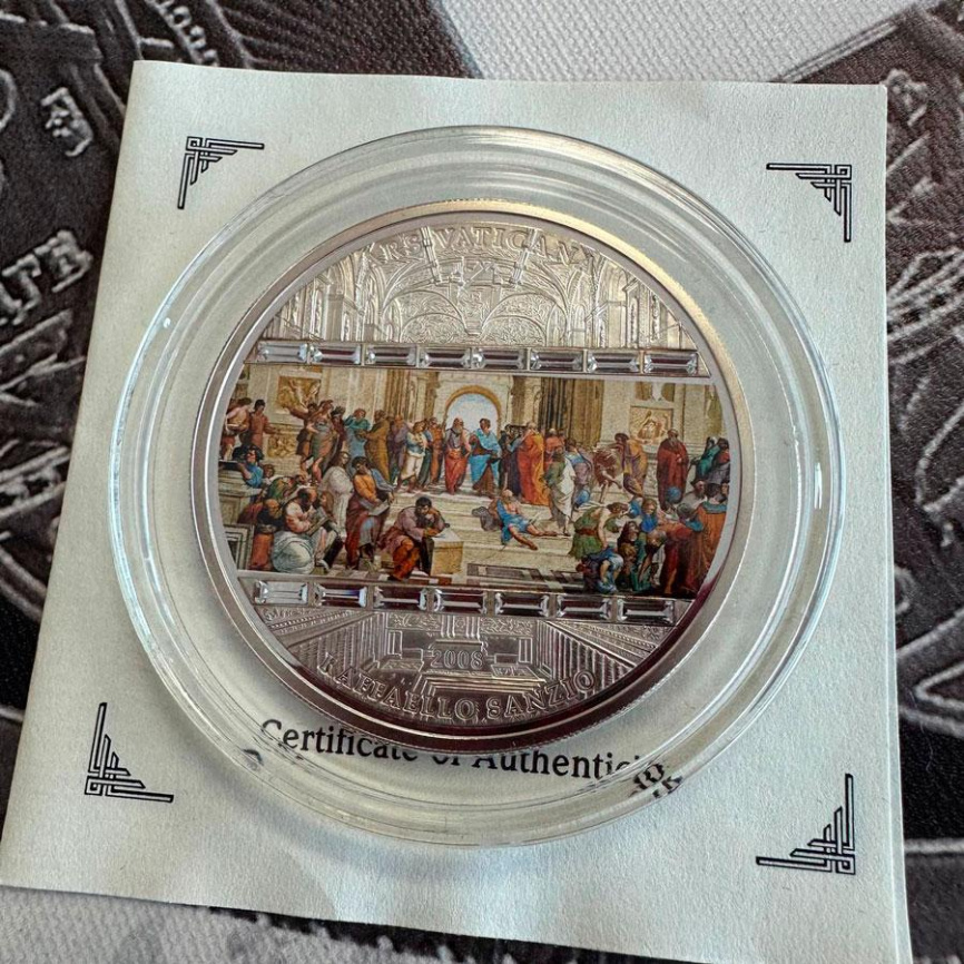 Афинская школа (Рафаэль Санти), Шедевры искусства - о.Кука, 3oz, 2008 фото 2