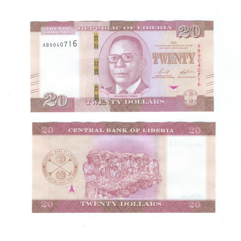 Либерия 20 долларов 2022 год фото 1