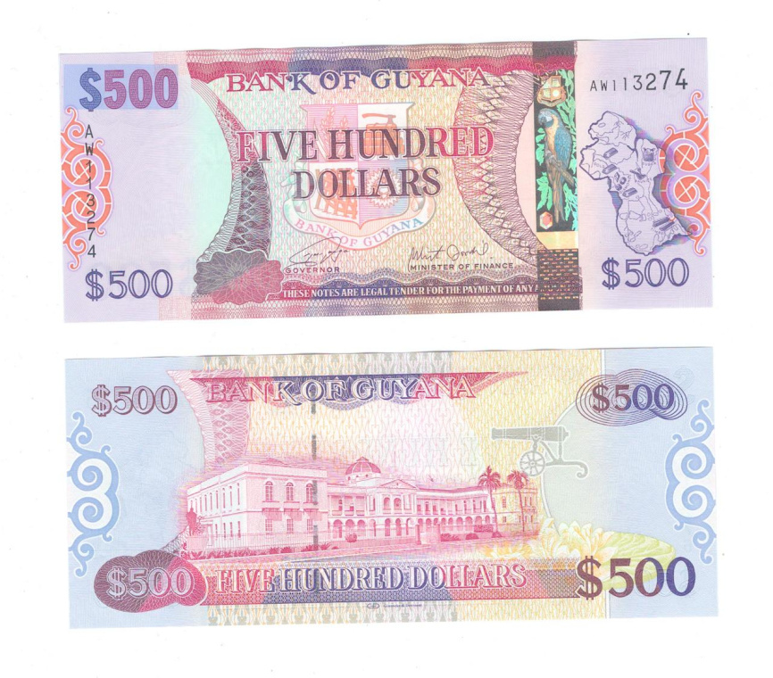 Гайана 500 долларов 2011-2019 гг фото 1