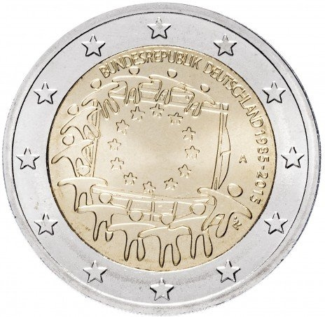 30 лет еврофлагу - 2 евро, Германия, 2015 год фото 1