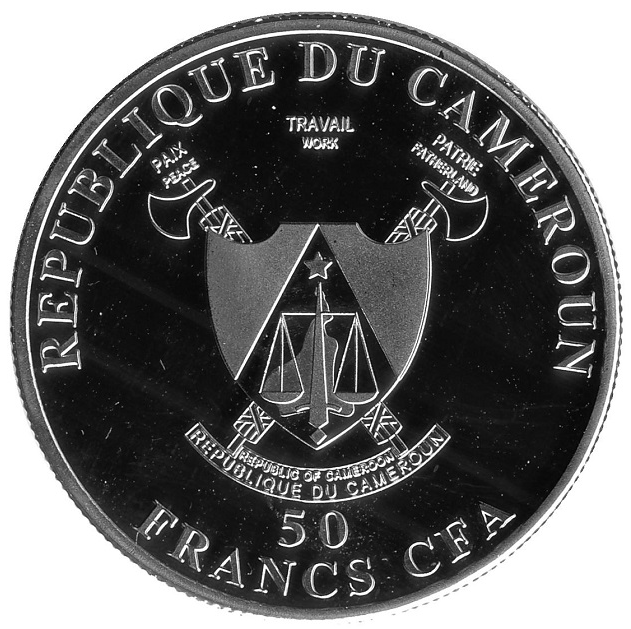 Путин - человек года 2015, 50 франков, Камерун фото 2
