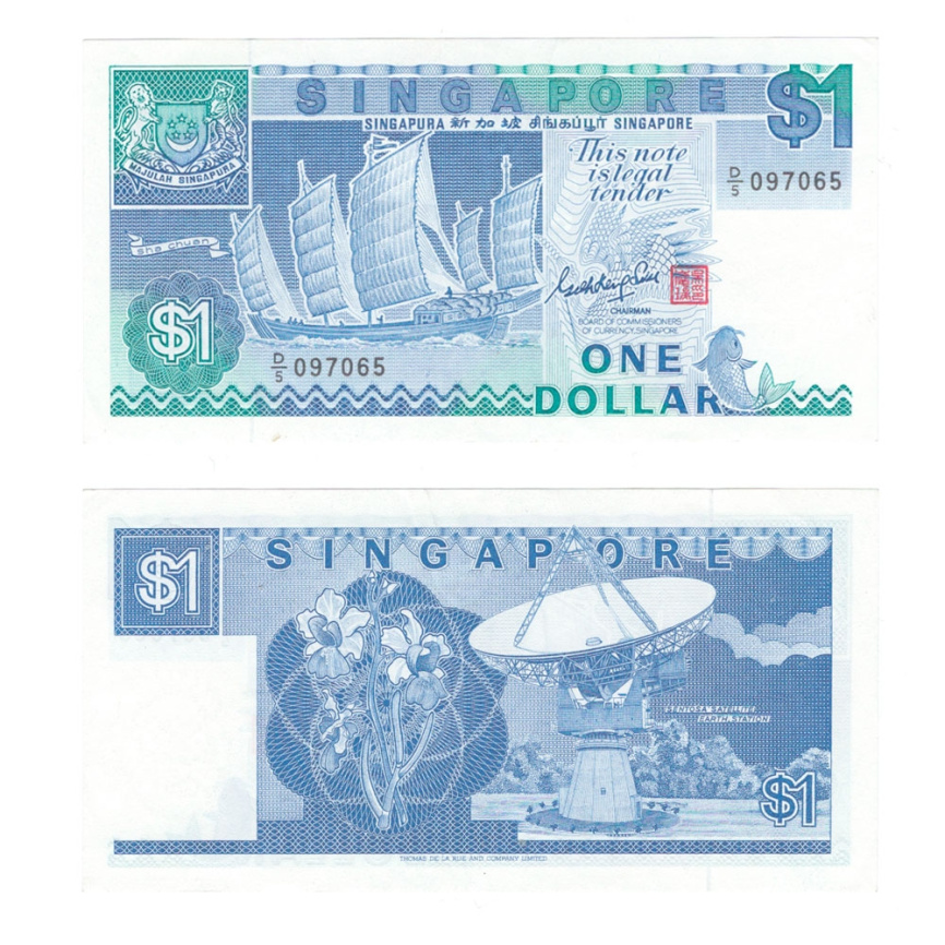 Сингапур 1 доллар 1987 год aUNC фото 1