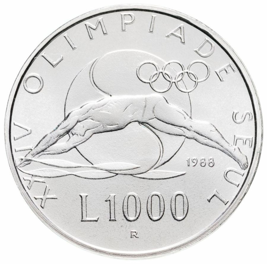 Сан-Марино 1000 лир 1988 - Олимпиада в Сеуле XXIV фото 1