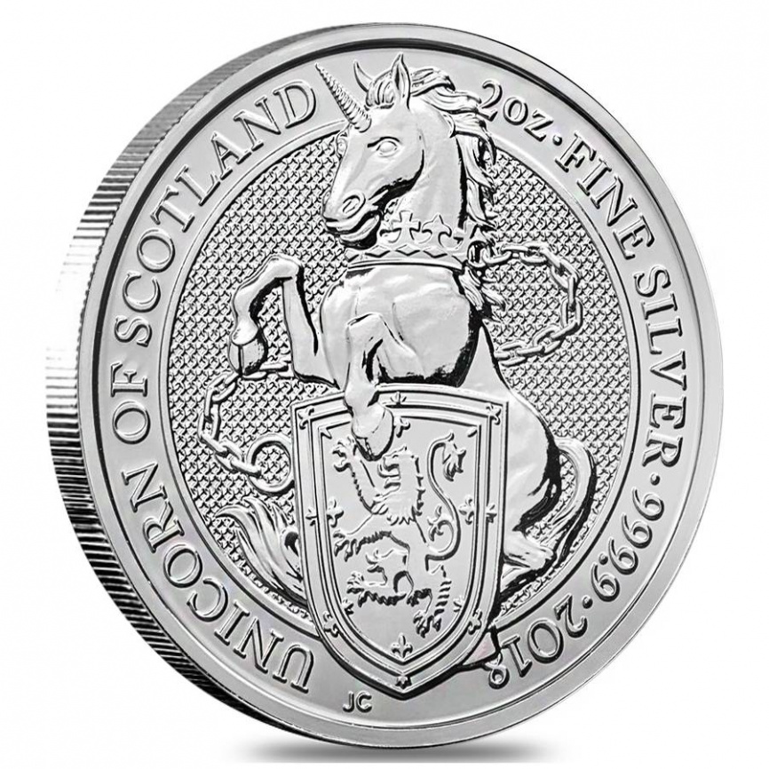 Звери Королевы "Единорог Шотландии" - Англия, 5 фунтов, 2018 год, 2oz фото 1