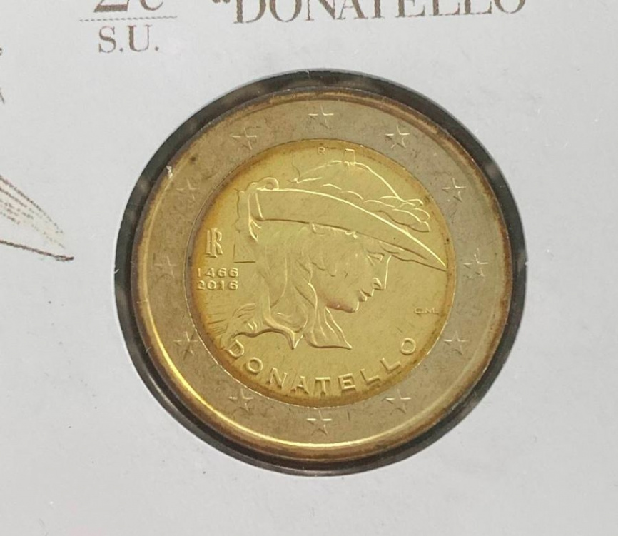 2 евро Италия 2016 (в блистере) - 550 лет со дня смерти Донателло фото 4