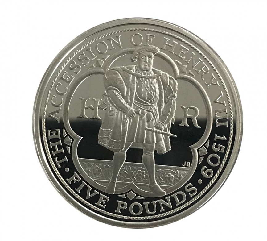 500 лет со дня вступления Генриха VIII на престол - Англия | 5 фунтов | 2009 год фото 1