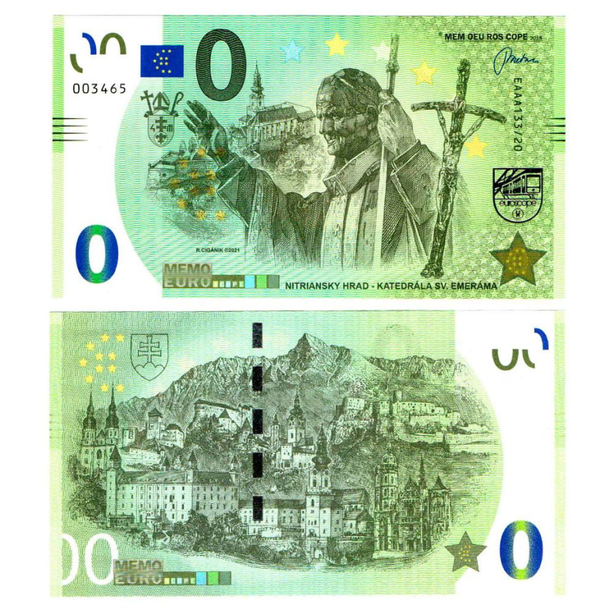 0 евро (euro) сувенирная - Нитранский замок - Базилика Святого Эммерама фото 1