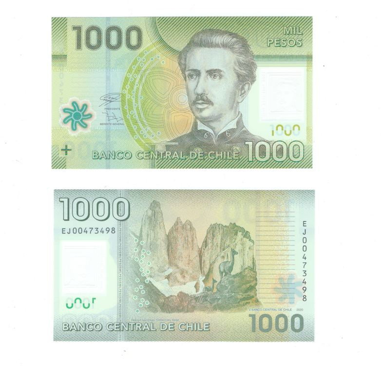 Чили 1000 песо 2010-2021 гг (полимер) фото 1