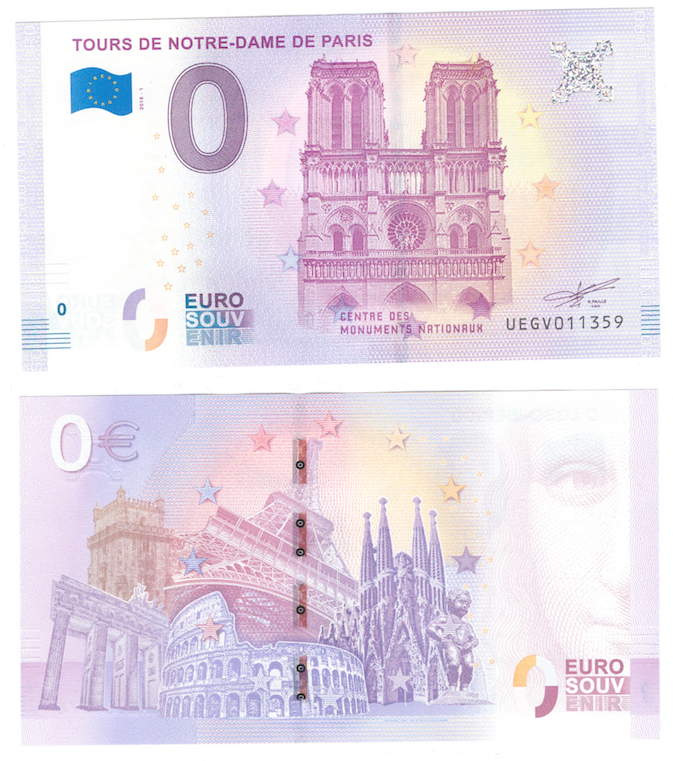 0 евро (euro) сувенирные - Нотр-Дам-де-Пари, 2018 год фото 1
