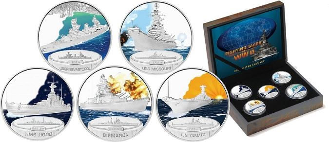 Набор из 5-и монет - "Корабли второй мировой войны", Австралия, 2007 год фото 2