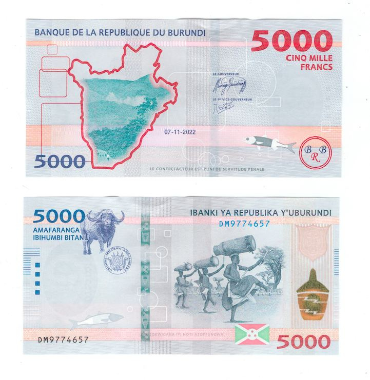 Бурунди 5000 франков 2022 год фото 1