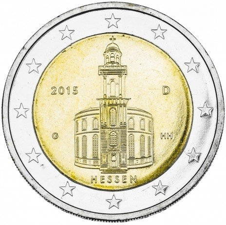 Церковь Св. Павла во Франкфурт-на-Майне, Гессен - 2 евро, Германия, 2015 год фото 1
