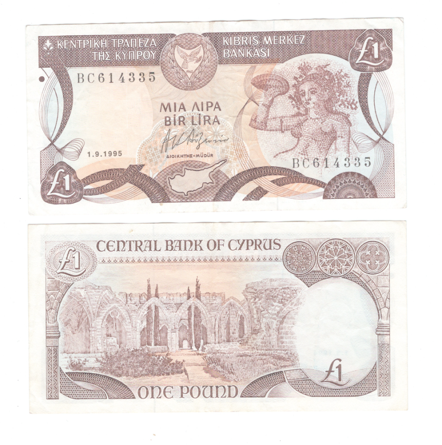 Кипр 1 фунт 1993-1995 годы (состояние VF) фото 1