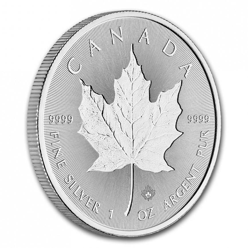 Кленовый лист - Канада, серебро, 5 долларов фото 3