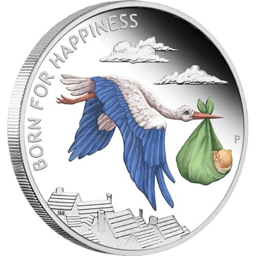 Рожденный для счастья, монета в альбоме для новорожденного - Тувалу, 50 центов фото 1