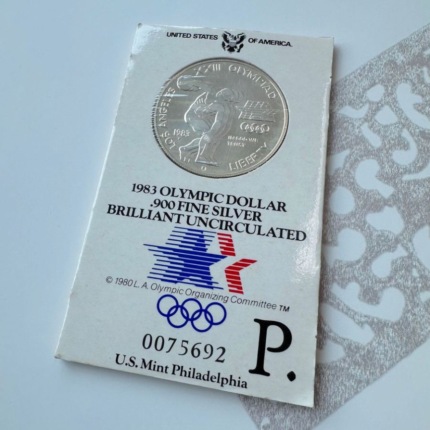 XXIII летние Олимпийские Игры в Лос-Анджелесе "Дискобол" - США, 1 доллар, 1983 год фото 2