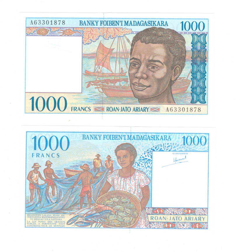 Мадагаскар 1000 франков 1994 год фото 1
