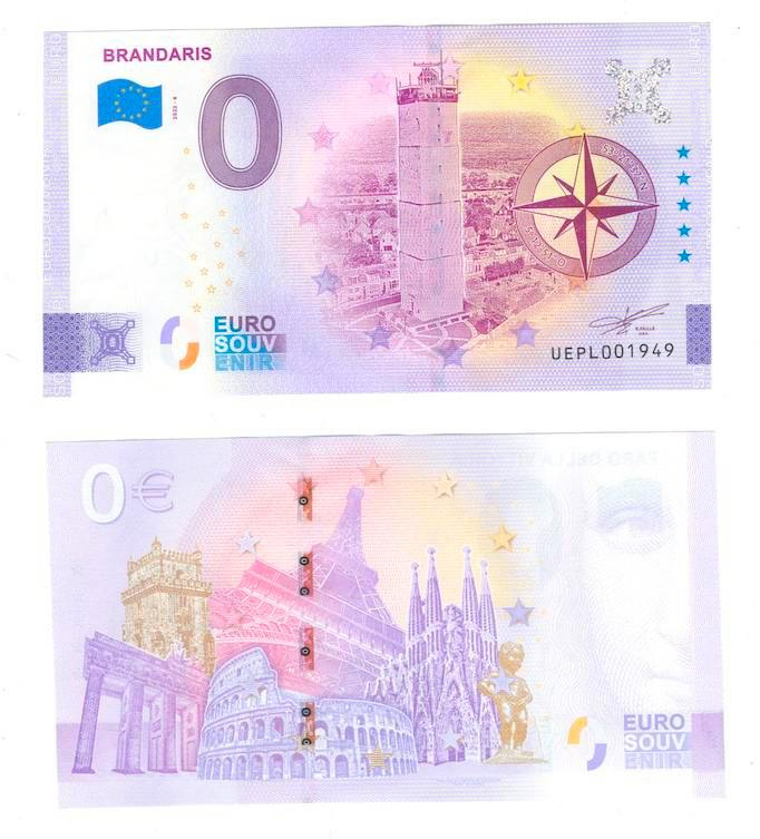 0 евро (euro) сувенирные - Маяк Брандарис (Нидерланды) фото 1