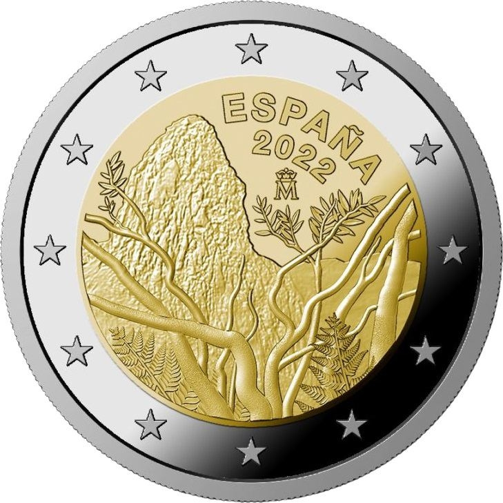 2 евро Испания 2022 - Нац.парк Гарахонай фото 1