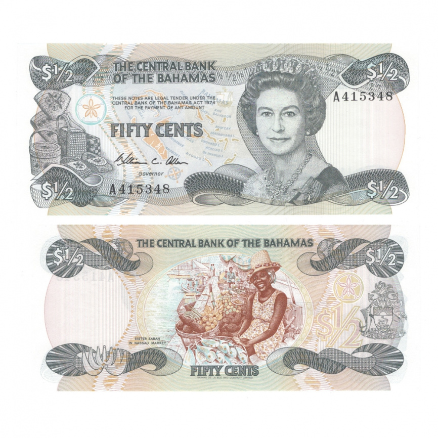 Багамы 50 центов (1/2 доллара) 1984 год (Елизавета II) фото 1