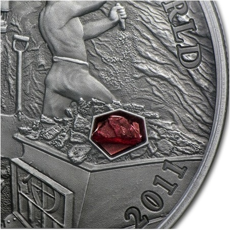 Рубин - серия Сокровища мира, 5 долларов, Палау, 2011 год фото 3