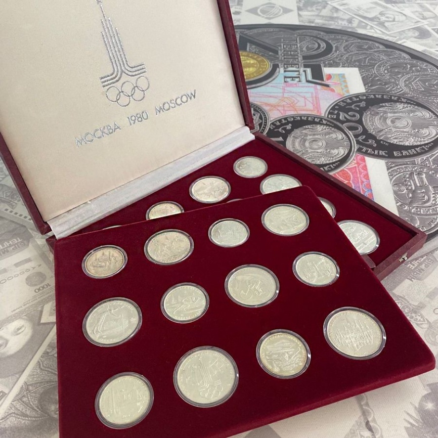Набор монет СССР "Летние Олимпийские игры 1980" 5 и 10 рублей (28 монет) фото 5