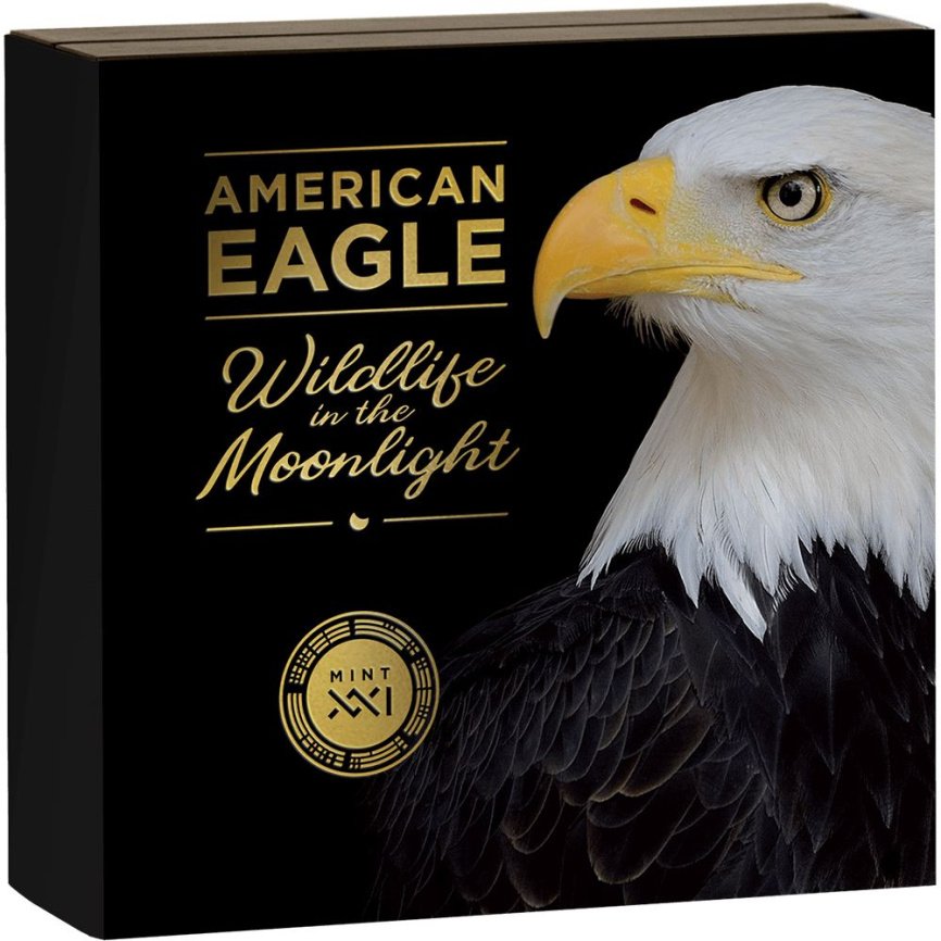"Американский орел" Дикая жизнь в лунном свете - 2oz Antique finish, золочение фото 5