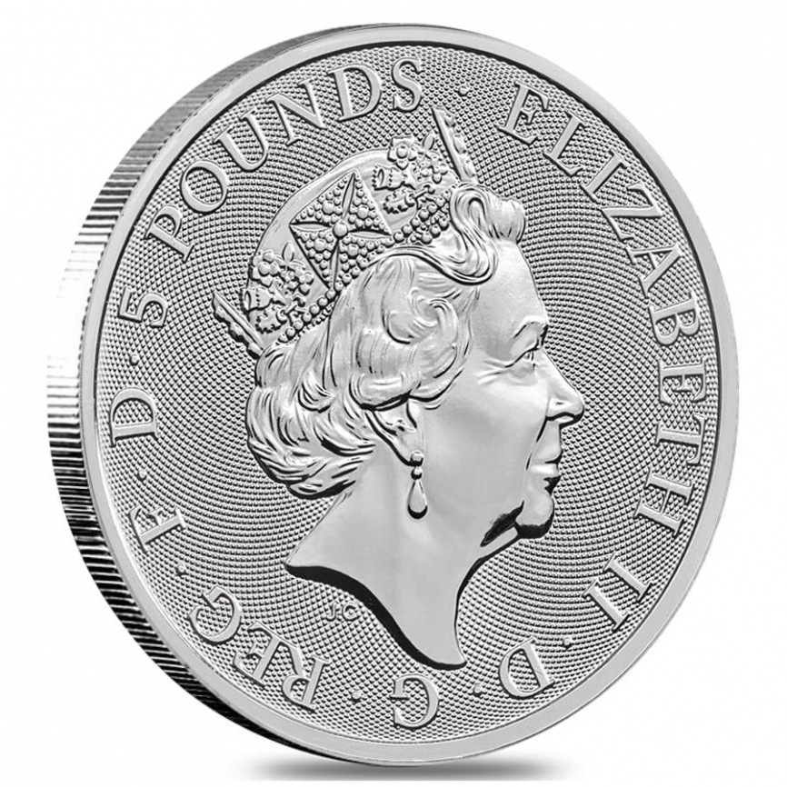 Звери Королевы "Единорог Шотландии" - Англия, 5 фунтов, 2018 год, 2oz фото 2