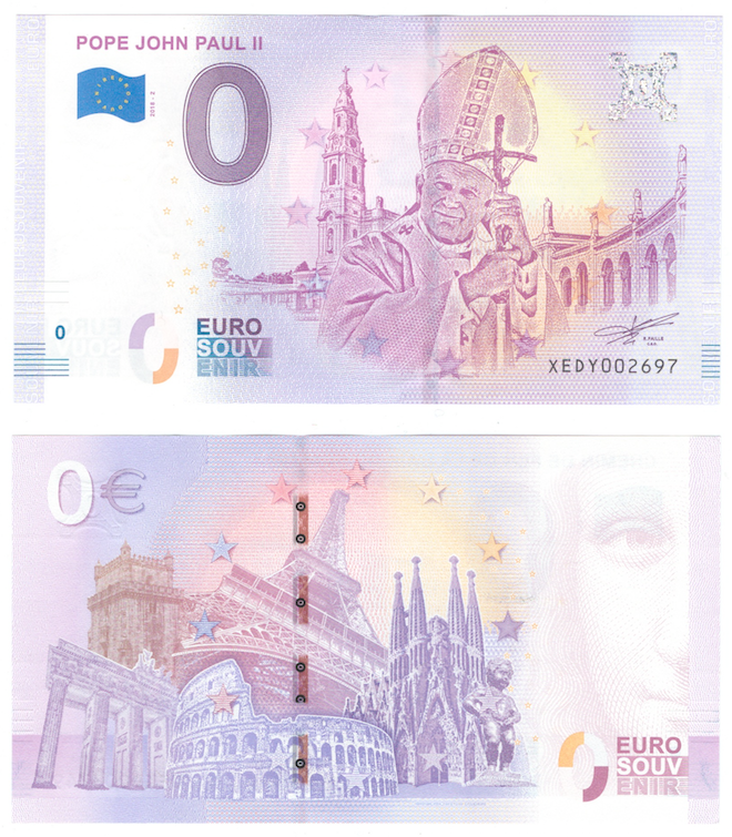 0 евро (euro) сувенирные - Папа Римский Иоанн Павел II, 2018 год фото 1