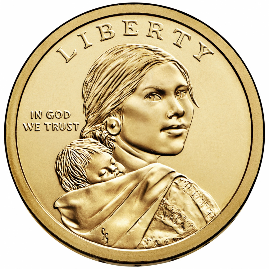 Солдатские каски индейцев-радистов - 1 доллар из серии Сакагавея (Индианка) США фото 2