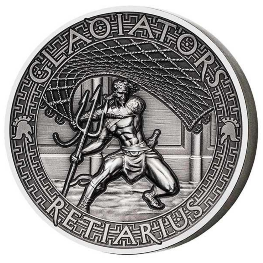 Гладиаторы. Ретиарий (2 oz) - Соломоновы острова, 5 долларов, 2017 год фото 1