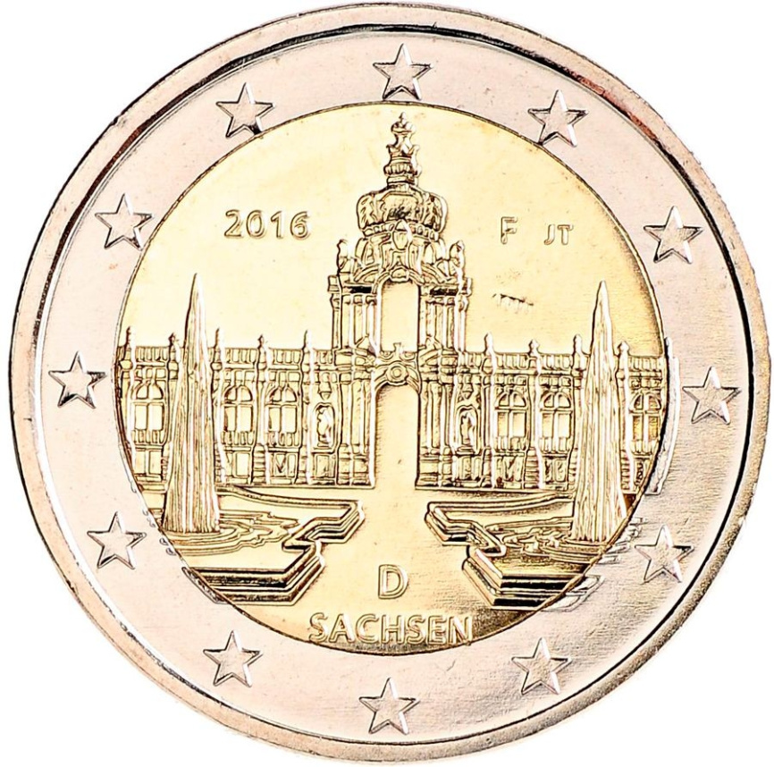2 евро Германия 2016 - Саксония, дворец Цвингер фото 1