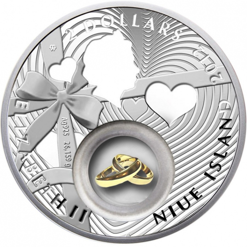Свадебная монета, 2 доллара, о. Ниуэ, 2013 год фото 2