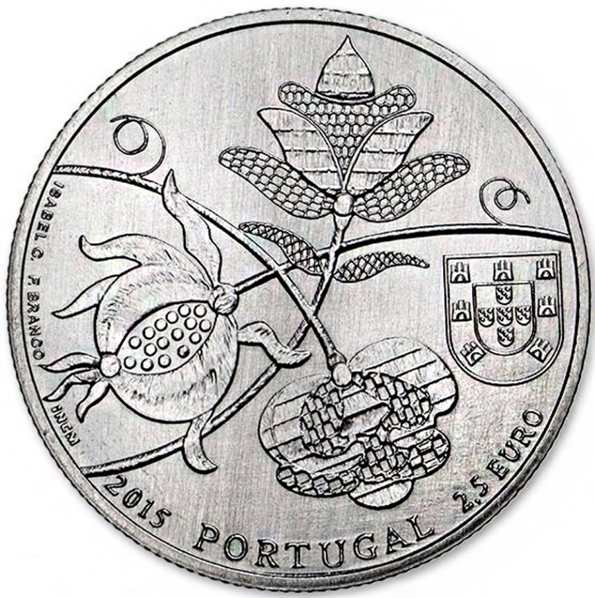 Португальская этнография "Стёганая ткань из Каштелу-Бранку" - Португалия 2,5 евро 2015 год фото 2