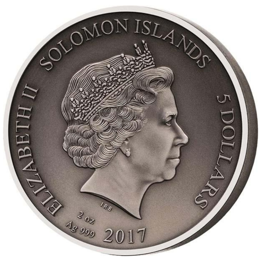 Гладиаторы. POLLICE VERSO (2 oz) - Соломоновы острова, 5 долларов, 2017 год фото 2