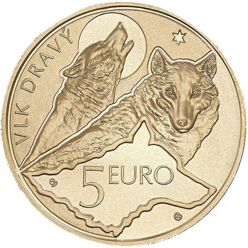 5 евро Словакия 2021 - Волк (в капсуле) фото 2