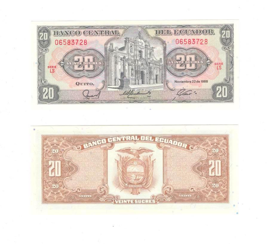 Эквадор 20 сукре 1988 год фото 1