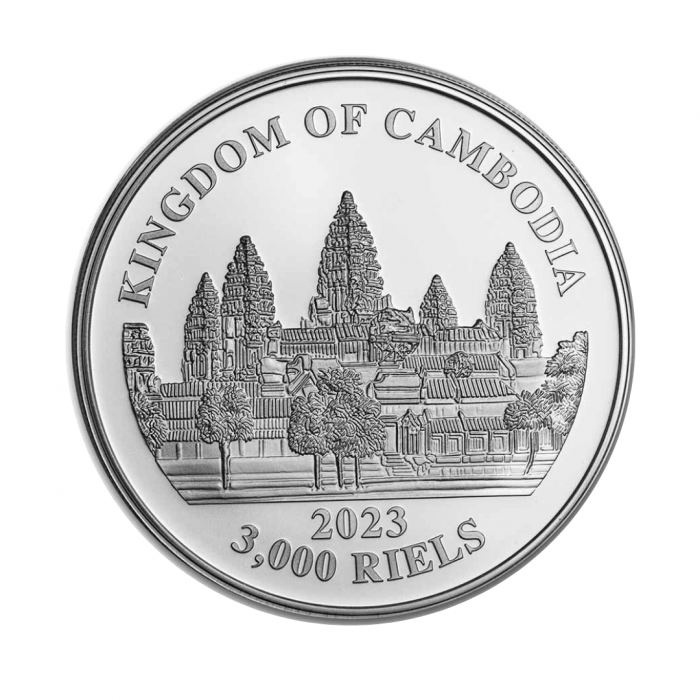 Потерянные тигры Камбоджи - серебро, 3000 риелей, 2023 год фото 2
