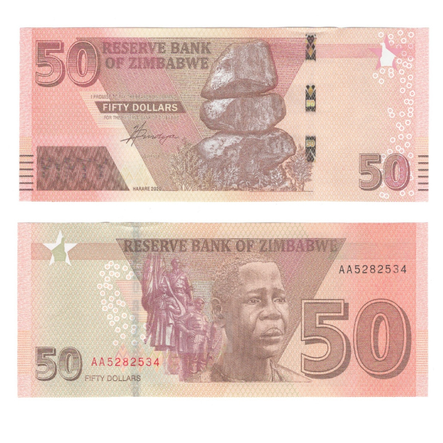 Зимбабве 50 долларов 2020 год фото 1