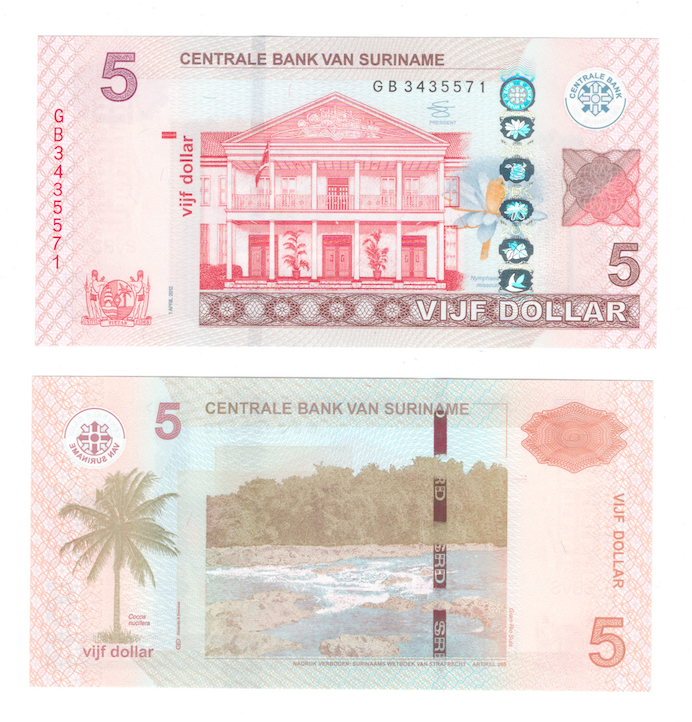 Суринам 5 долларов 2012 год фото 1
