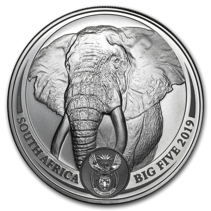 Слон, Большая пятерка Африки - Южная Африка, 5 рандов, 2019 год фото 1