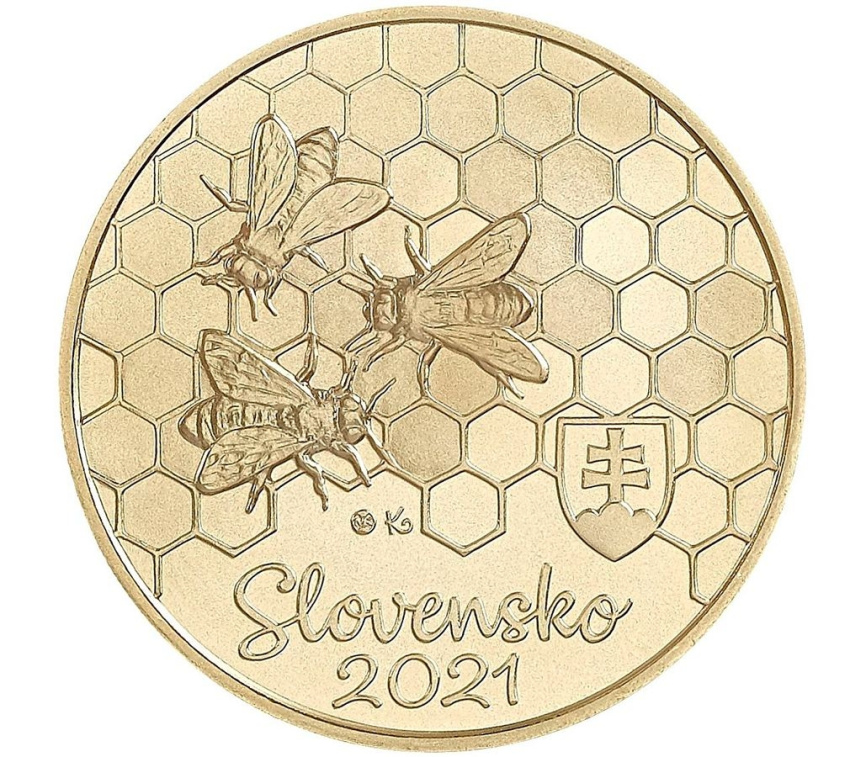 5 евро Словакия 2021 - Медоносная пчела (в капсуле) фото 1