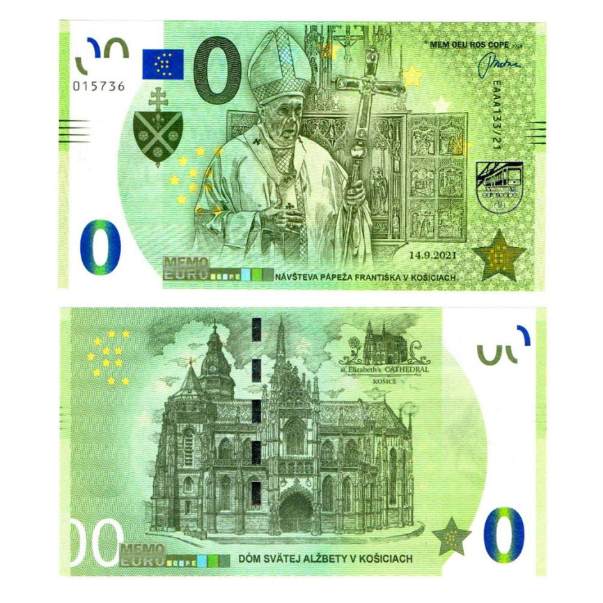 0 евро (euro) сувенирная - Папа Римский Франциск в Кошице (Словакия) фото 1