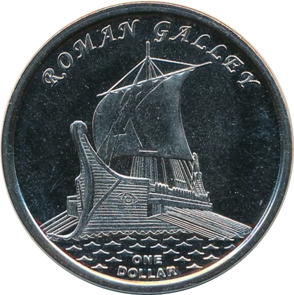 Корабль Roman Galley - Острова Гилберта 1 доллар 2019 фото 1